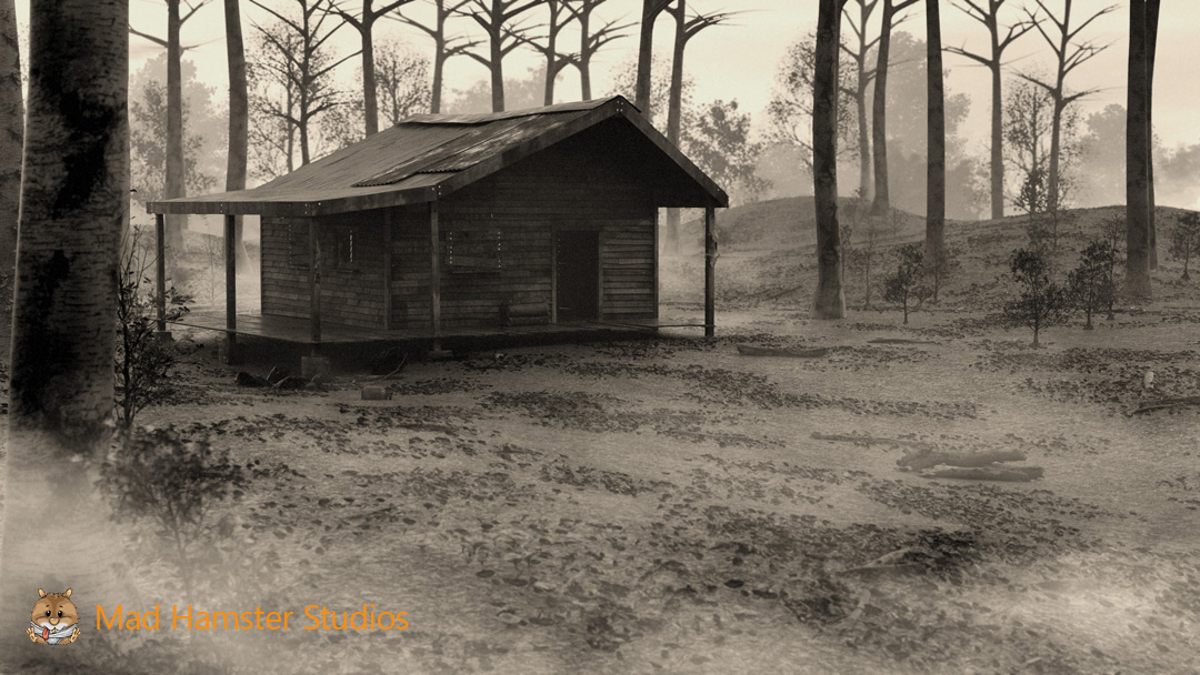 Creepy cabin image
